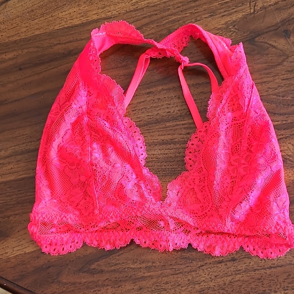 La SENZA Pink Lace Bra with Halter Straps